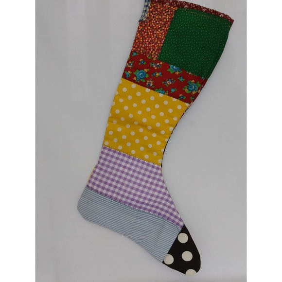 Vintage Handmade Patchwork Christmas Stocking Big Holiday Country Decoration (cb - Picture 3 of 8